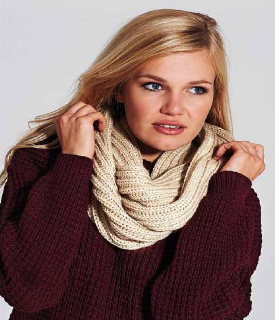 Rondgebreide sjaal Oatmeal Beige