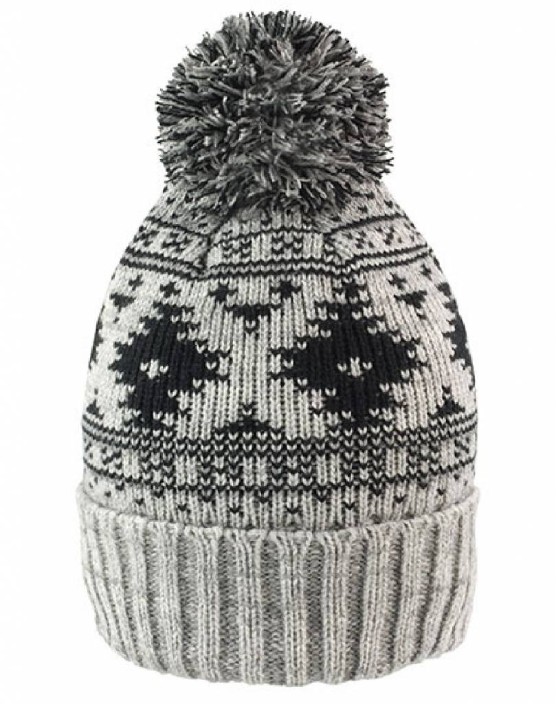 Gebreide jacquard muts Grijs / Zwart Gebreide jacquard muts Grijs / Zwart