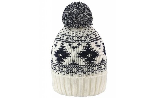 Gebreide jacquard muts Beige / Blauw