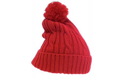 Gebreide Pompon muts Rood Gebreide Pompon muts Rood