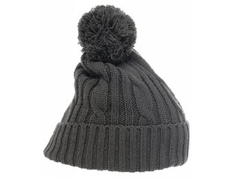 Gebreide Pompon muts antraciet