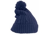 Gebreide Pompon muts marine Blauw