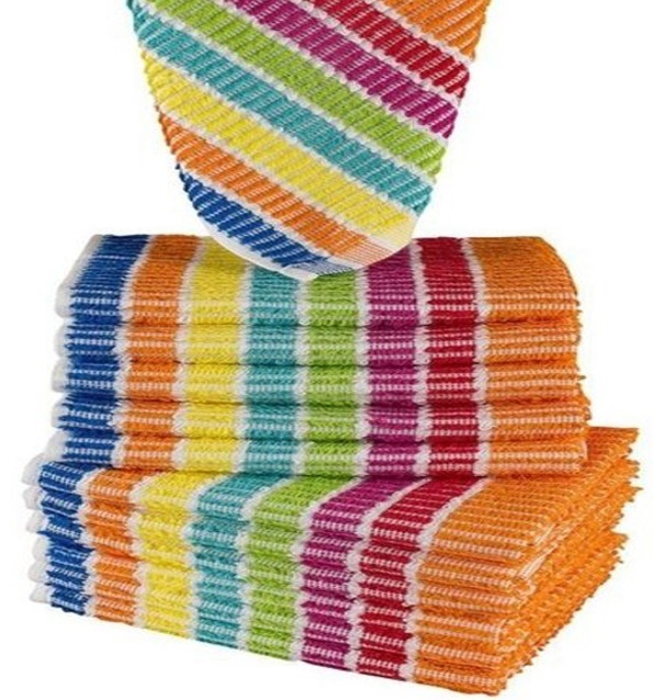 Vaatdoek 100% Katoen gestreept Multicolor 36 x 36 cm. - 5 stuks