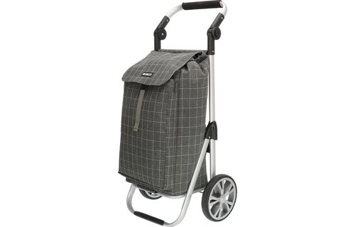 Boodschappentrolley met Verstelbaar handvat en koelvak - Grijs  geruit