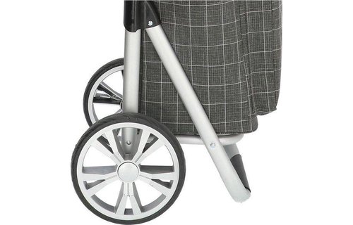 Boodschappentrolley met Verstelbaar handvat en koelvak - Grijs  geruit