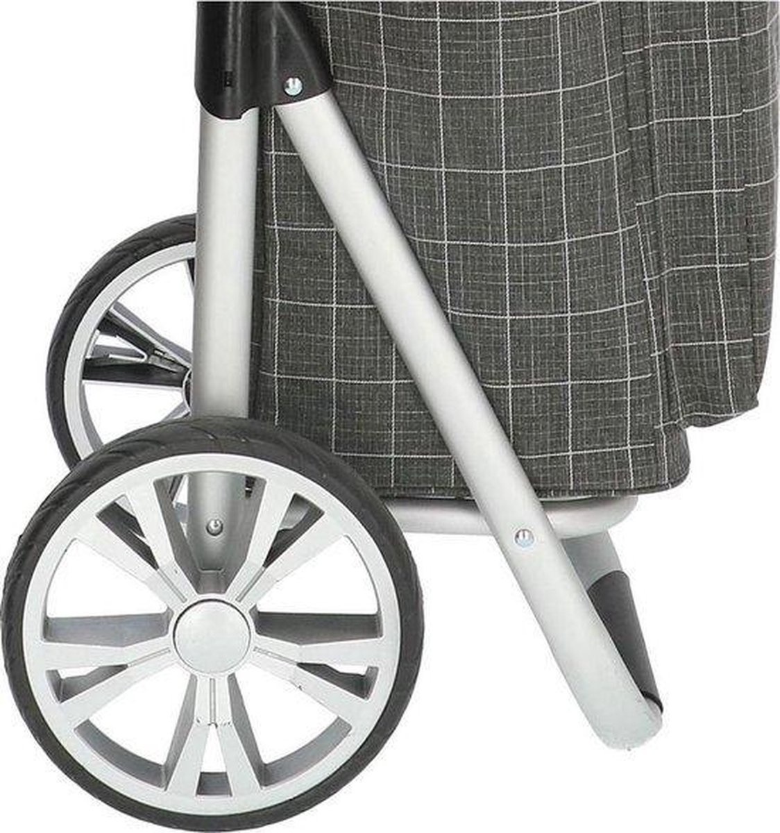 Boodschappentrolley met Verstelbaar handvat en koelvak - Grijs  geruit