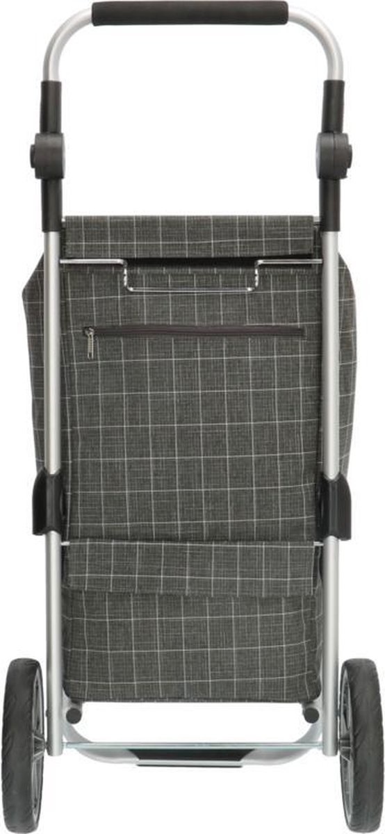 Boodschappentrolley met Verstelbaar handvat en koelvak - Grijs  geruit