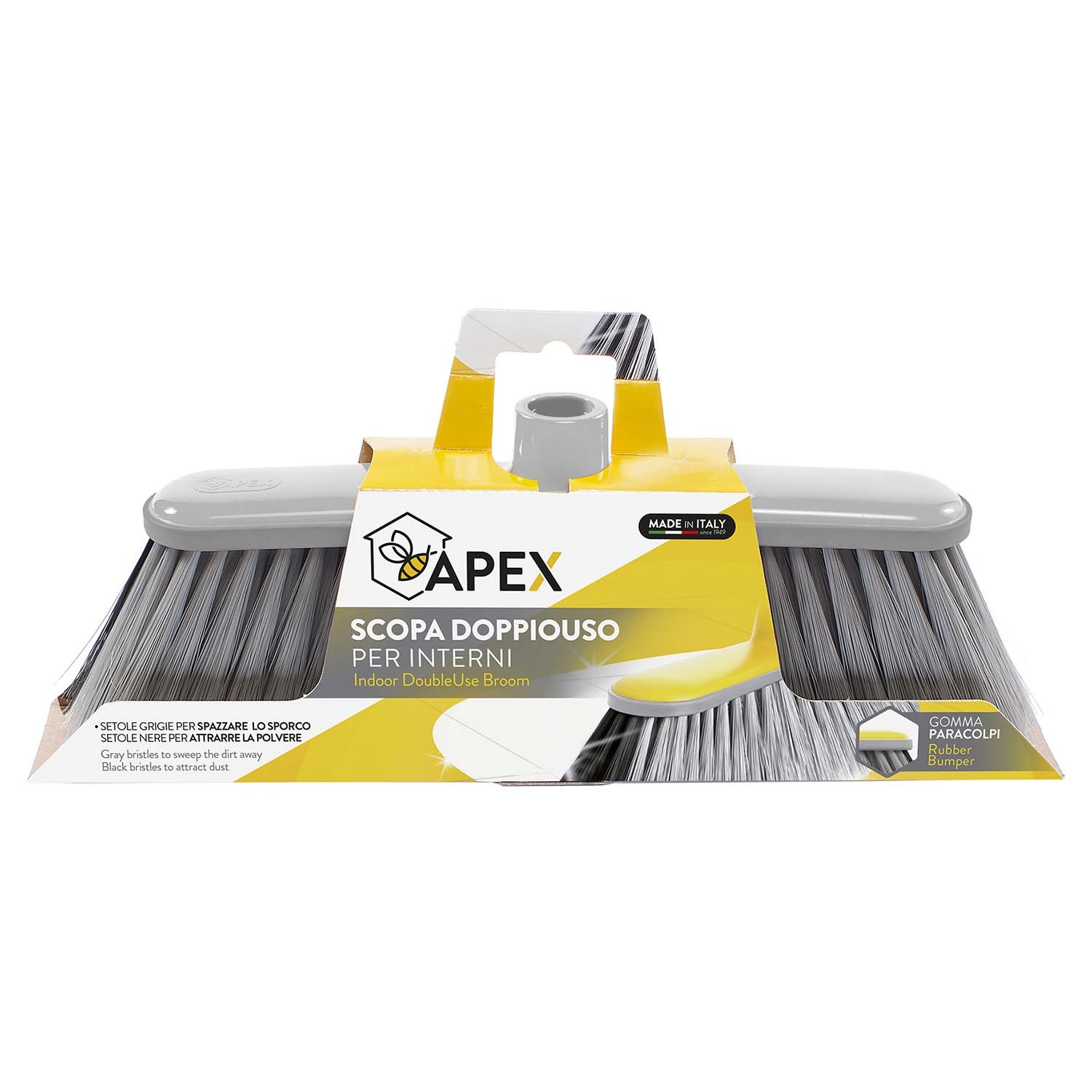 Binnen bezem met dubbele borstelharen  "Dopplouso"