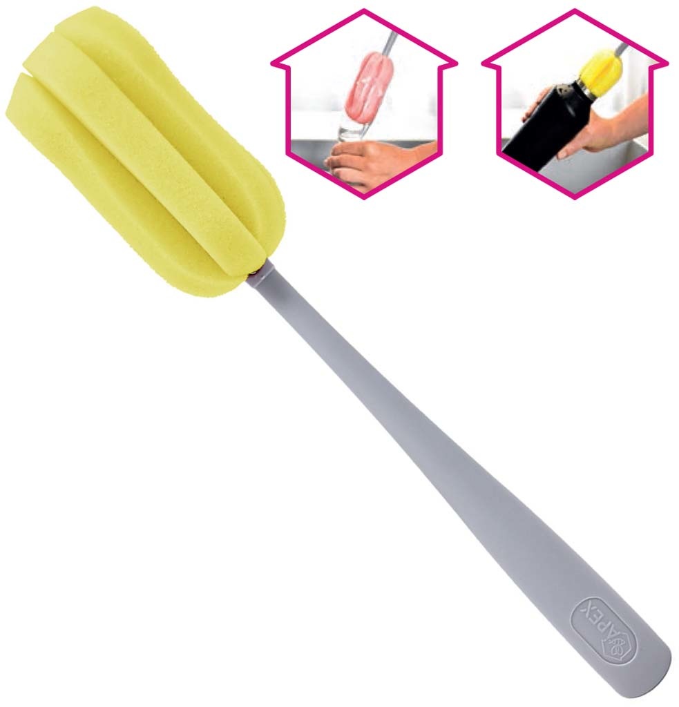 Glazen- en flessen borstel met spons Glazen- en flessen borstel met spons