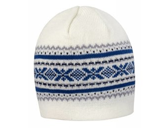 Gebreide Aspen muts Ecru/Grijs/Blauw