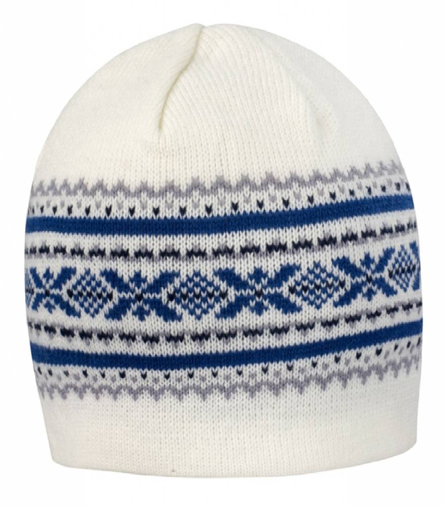 Gebreide Aspen muts Ecru/Grijs/Blauw