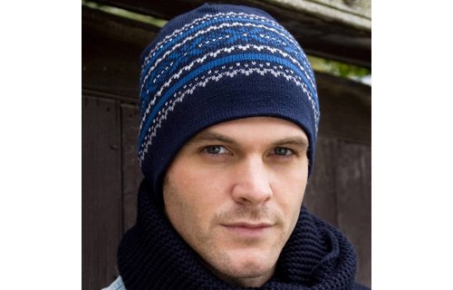 Gebreide Aspen muts Blauw/Grijs/Blauw Gebreide Aspen muts Blauw/Grijs/Blauw