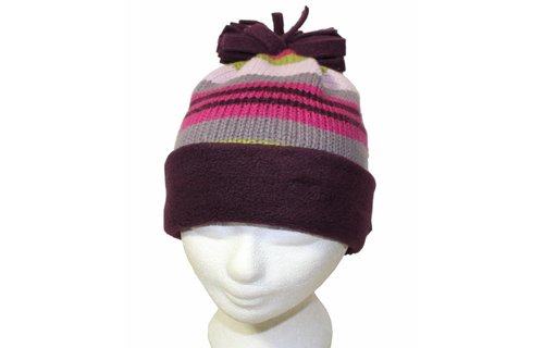 Gestreepte kindermuts met fleece boord