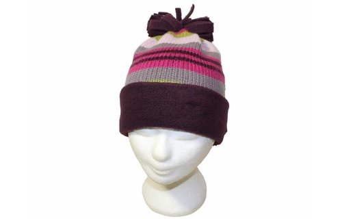 Gestreepte kindermuts met fleece boord