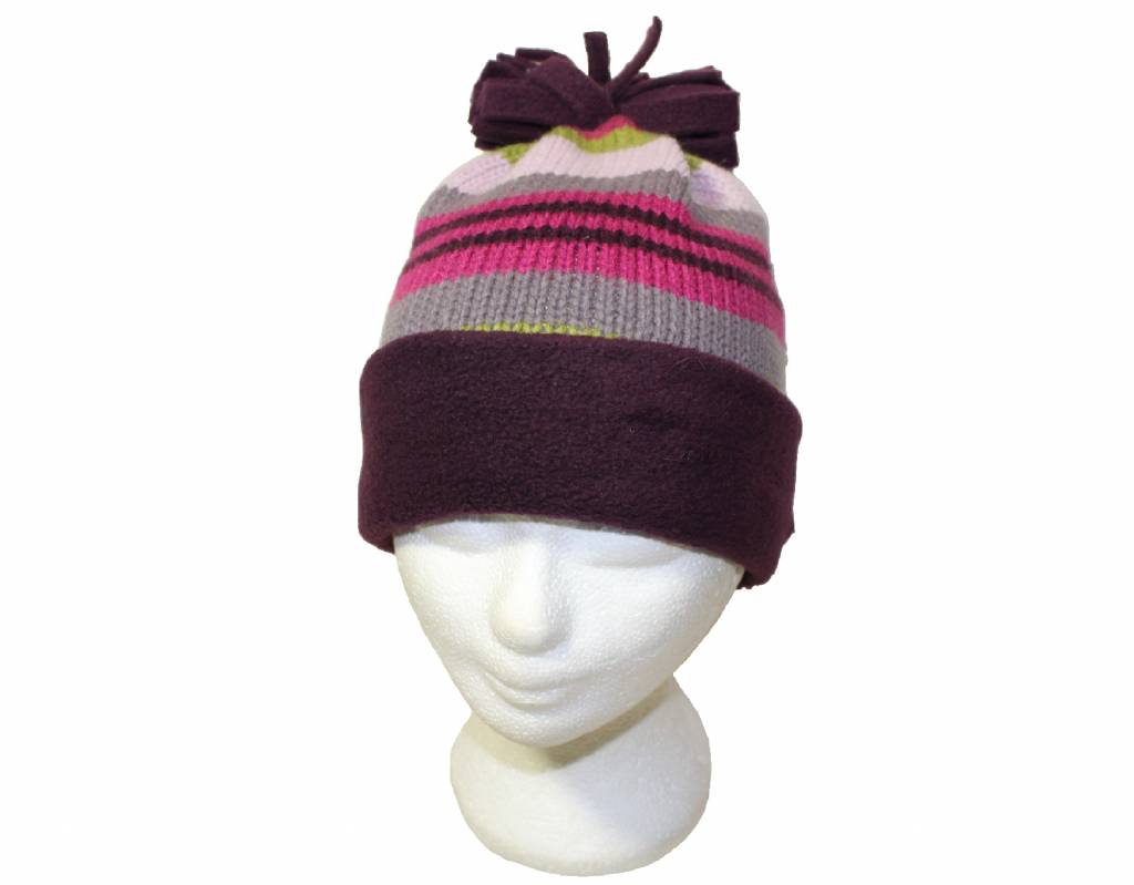 Gestreepte kindermuts met fleece boord
