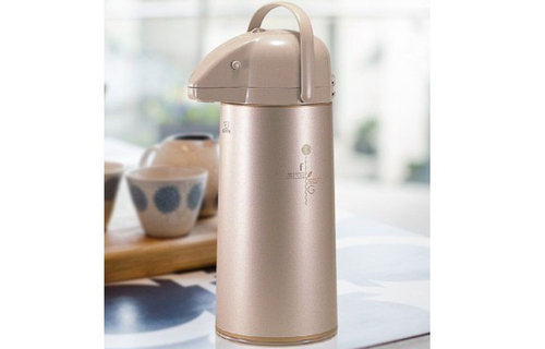 Pompthermos  met glazen binnen fles - Cacao - 1,9L