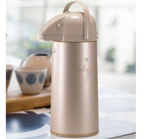 Pompthermos  met glazen binnen fles - Cacao - 1,9L