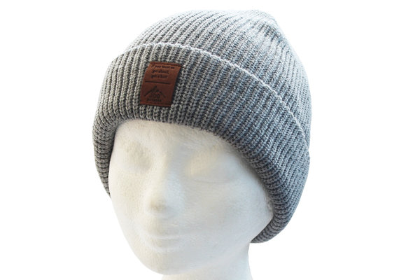 Gebreide muts  met logo (unisex) -  Grey
