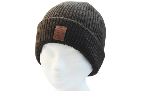 Gebreide muts  met logo (unisex) -  Kaki Gebreide muts  met logo (unisex) -  Kaki