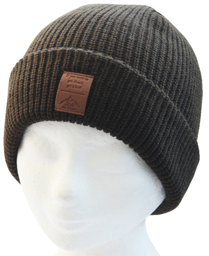 Gebreide muts  met logo (unisex) -  Kaki Gebreide muts  met logo (unisex) -  Kaki