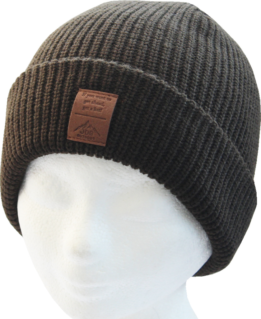 Gebreide muts  met logo (unisex) -  Kaki Gebreide muts  met logo (unisex) -  Kaki