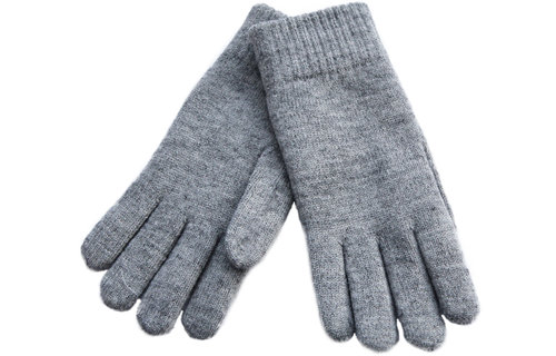 Gebreide heren handschoenen met pelsvoering  - mid Grey