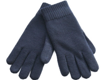 Gebreide heren handschoenen met pelsvoering  -  Navy Blue