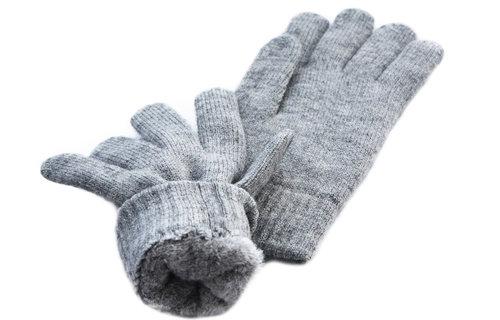 Gebreide heren handschoenen met pelsvoering  - mid Grey