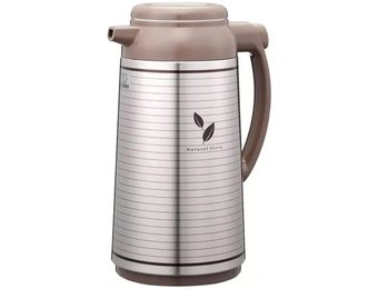 Isoleerkan Satin Leaf met Glazen Binnenfles - Drukknop - 1 L