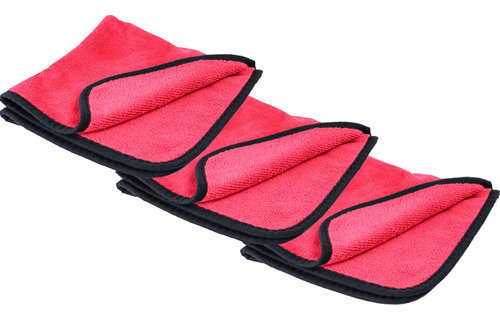 Microvezeldoeken   "Waxx"   3 Stuks   Rood - zwart   40 x 40 cm