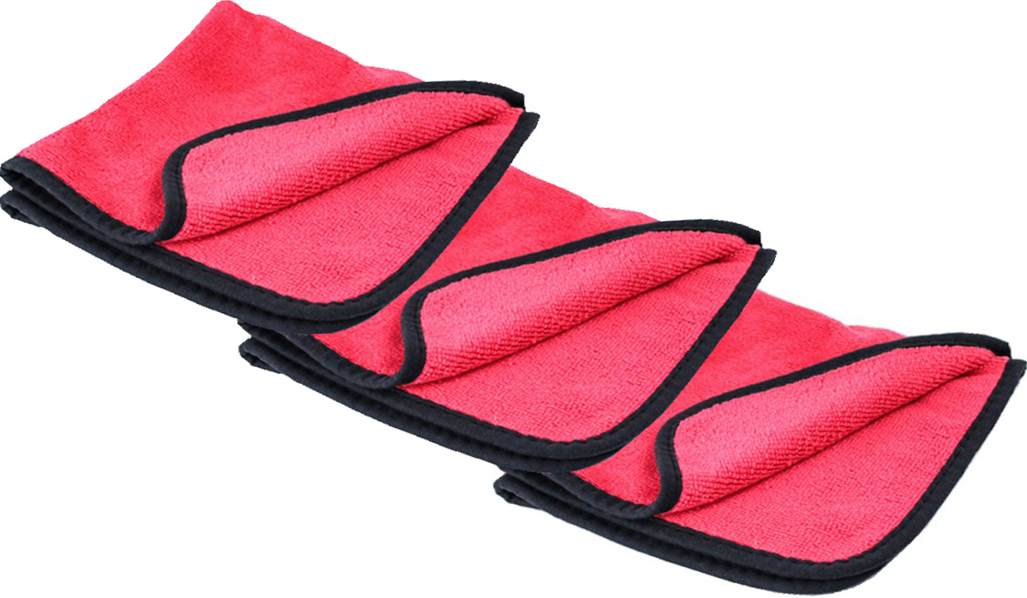 Microvezeldoeken   "Waxx"   3 Stuks   Rood - zwart   40 x 40 cm