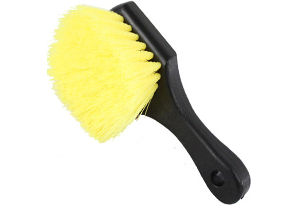 Velgenborstel "Waxx"  korte steel  Zwart/Geel