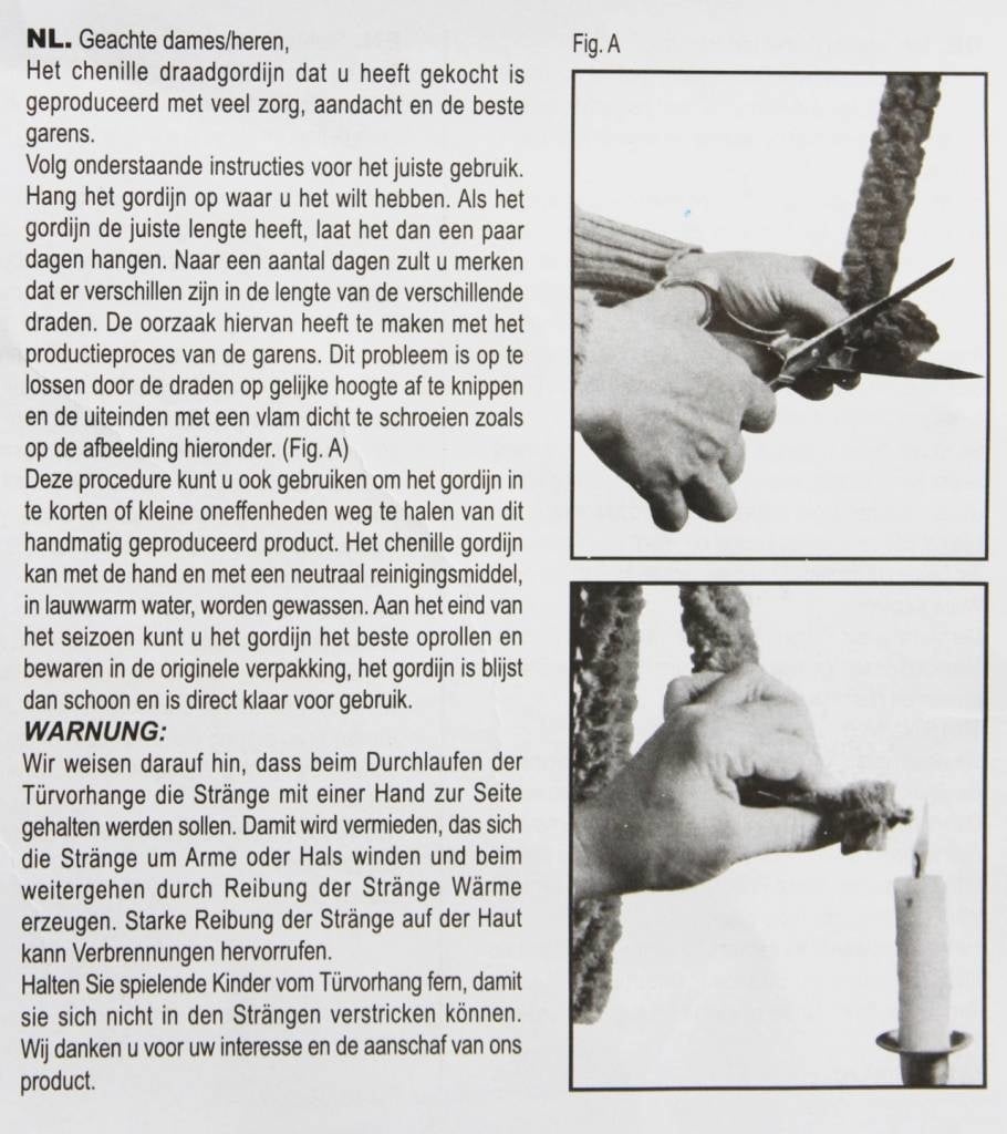 Vliegengordijn kattenstaart 90x220 cm.  Zwart / Wit   Mix