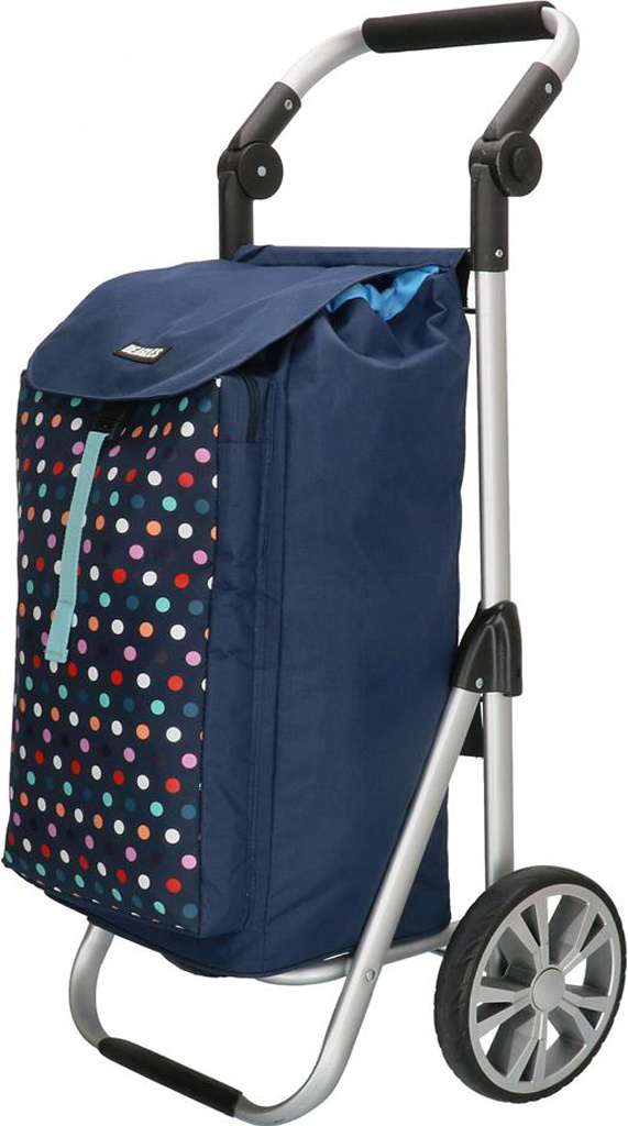 Boodschappentrolley met Verstelbaar handvat en koelvak - Multi Stip Blauw Boodschappentrolley met Verstelbaar handvat en koelvak - Multi Stip Blauw