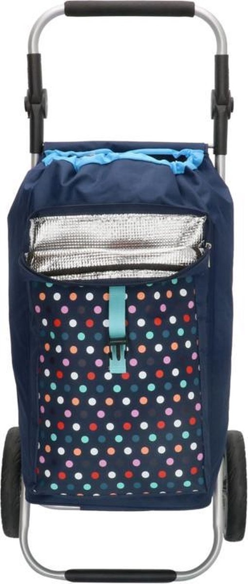 Boodschappentrolley met Verstelbaar handvat en koelvak - Multi Stip Blauw Boodschappentrolley met Verstelbaar handvat en koelvak - Multi Stip Blauw