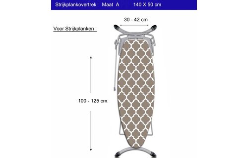 Strijkplankhoes 3 lagen 134 x 49 cm maat A "Beige Symmetry"