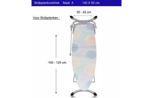 Strijkplankhoes 3 lagen 134 x 49 cm maat A "Blue - pink dot"