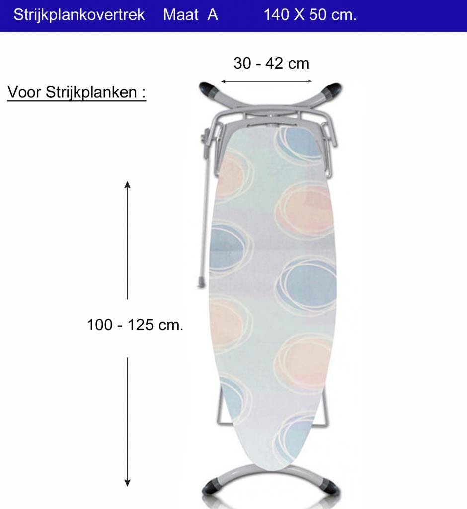 Strijkplankhoes 3 lagen 134 x 49 cm maat A "Blue - pink dot"