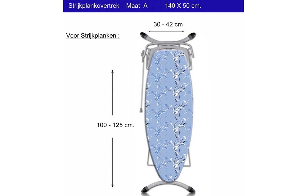 Strijkplankhoes 3 lagen 134 x 49 cm maat A "Classic blue"