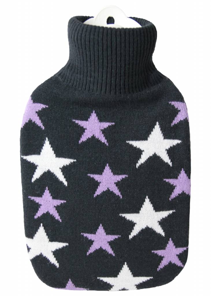 Warmwaterkruik gebreide overtrek Stermotief Lavendel