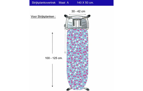 Strijkplankhoes 5 lagen maat  A  140 x 50 cm    Sirio