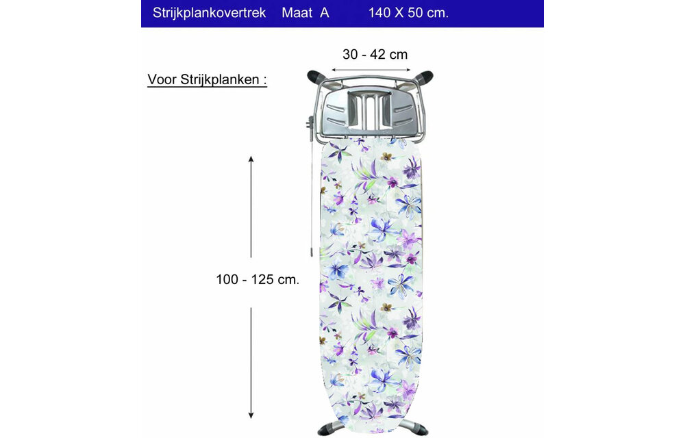 Strijkplankhoes 5 lagen maat A 140 x 50 cm Violetta Strijkplankhoes 5 lagen maat A 140 x 50 cm Violetta
