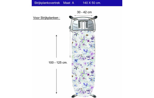 Strijkplankhoes 5 lagen maat  A  140 x 50 cm    Violetta