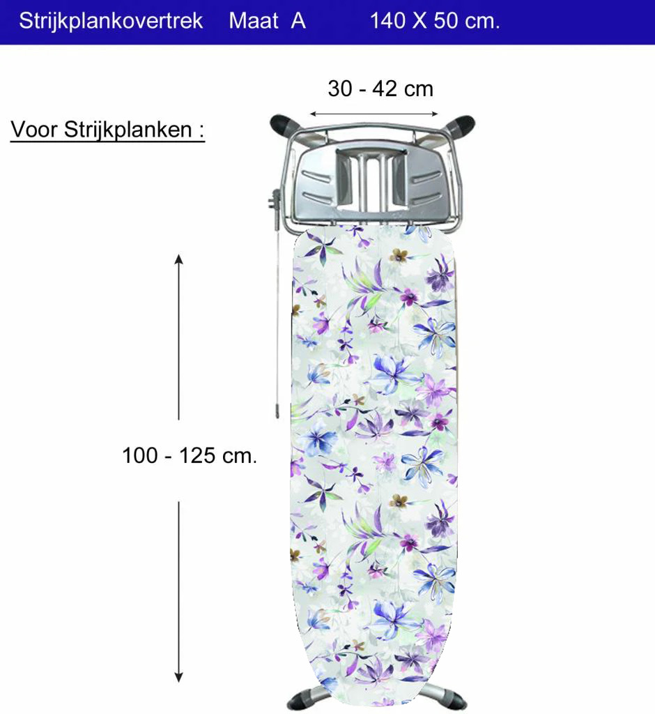 Strijkplankhoes 5 lagen maat  A  140 x 50 cm    Violetta