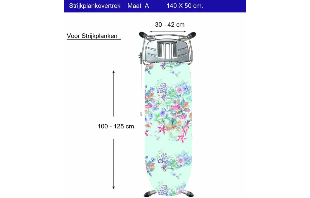 Strijkplankhoes 5 lagen maat A 140 x 50 cm Eden Strijkplankhoes 5 lagen maat A 140 x 50 cm Eden