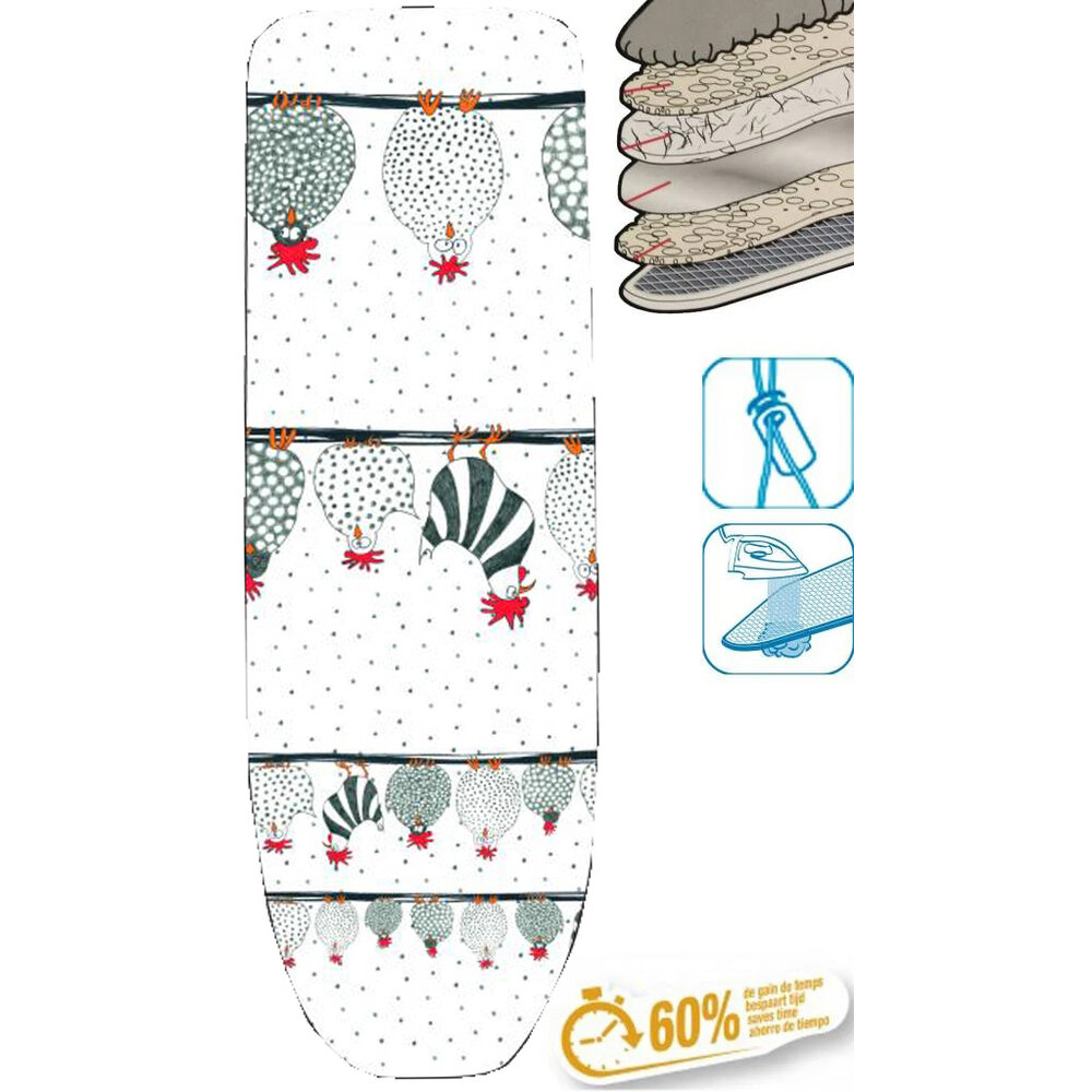 WTAIS Strijkplankovertrek, extra groot, 160 x 60 cm, roze bloemen, reservehoes voor stoomstrijkplank, strijken is praktisch en snel