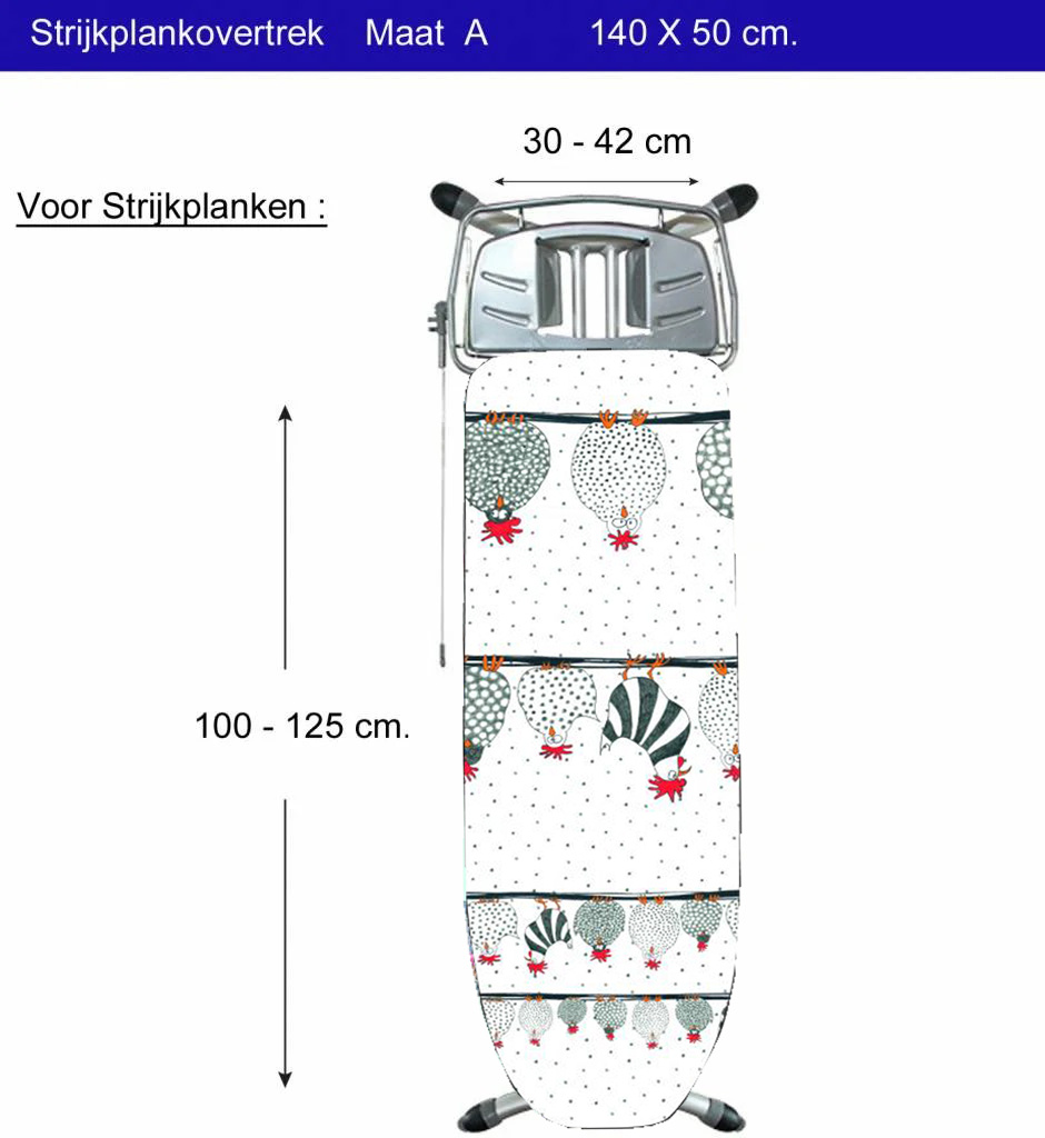 Strijkplankhoes 5 lagen maat  A  140 x 50 cm   Galline