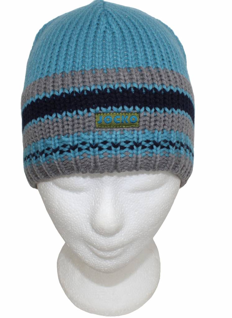 Kindermuts gestreept licht blauw/Beige