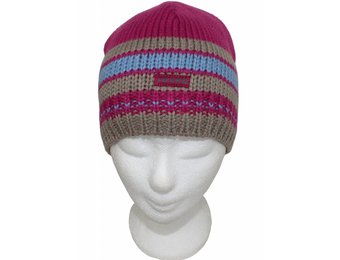 Kindermuts gestreept Roos/Beige