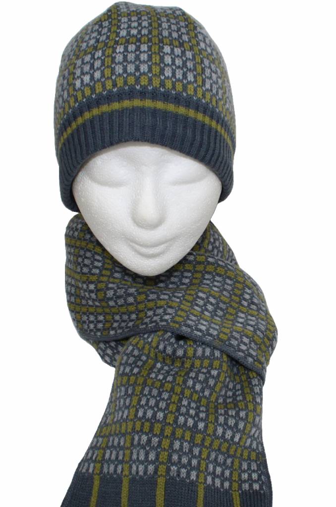 Kindermuts en Sjaal Grijs/Oker